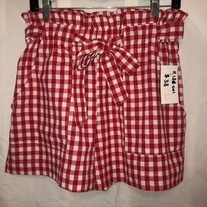 Gingham Red and White Shorts